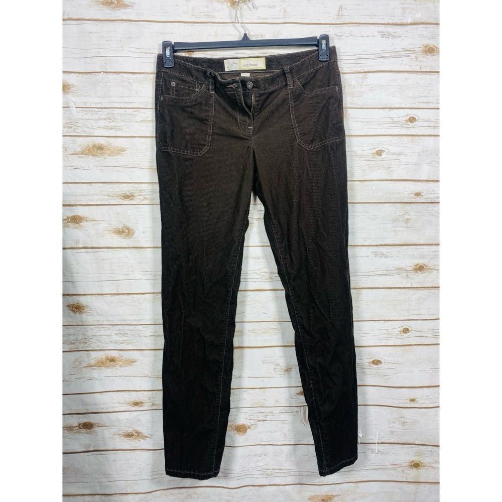 LOFT Women's Corduroy Dark Brown Slim Boot Jeans Size 10